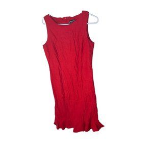 Lennie New York Womens Linen Blend Sheath Dress Size 6 Red Ruffle Hem